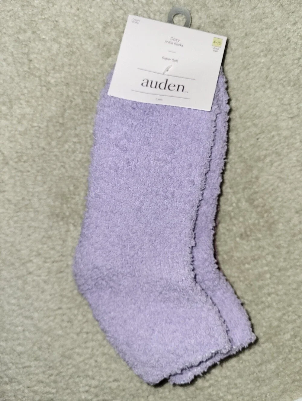 Auden Plush Cozy Fuzzy Ankle Socks in Lavender and Mauve fit 4-10 Shoe Size